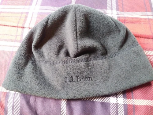 L.L. BEAN BLUE/GRAY BEANIE HAT UNIZEX POLARTEC WINDBLOC 100% POLYESTER L-XL
