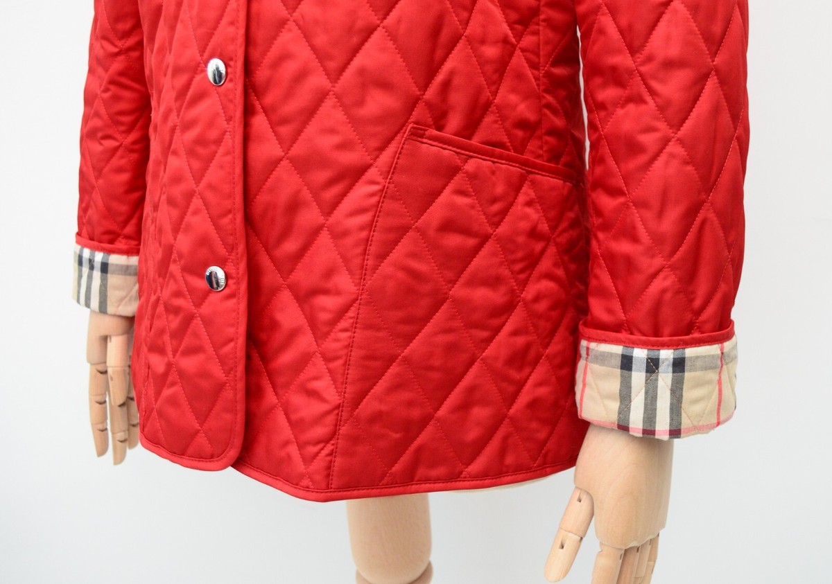 Womens Burberry London Quilted Red Jacket Coat Nova Check Womens Burberry London Quilted Red Jacket Coat Nova Check