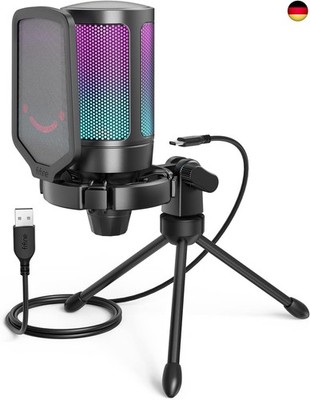 FIFINE Gaming Mikrofon PC, USB Microphone für Streaming Podcast Studio, mit 