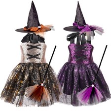 Kids Girls Costume Performance Outfits Halloween Dress Halter Cosplay Fairy Set