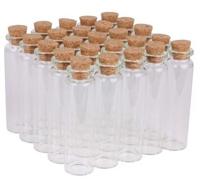 20ml Small Glass Bottles,Tiny Glass Vials,Jars with Cork Stoppers,Message Bot...