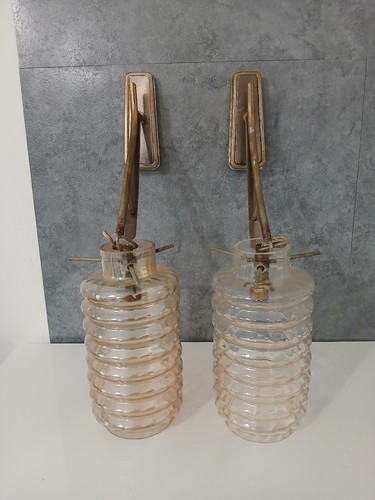Pair of Vintage 70s Murano Glass Pendant Chandeliers