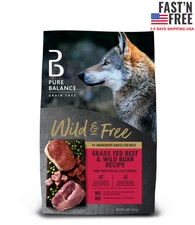 Pure Balance Wild and Free Grass Fed Beef and Wild Boar Dry Dog Food, 4 lb