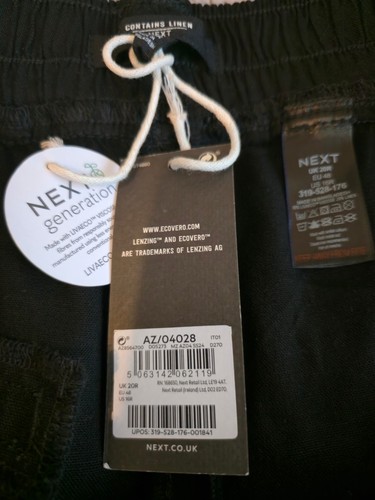 Ladies Black Next Linen Trousers, size 20R - Picture 2 of 2