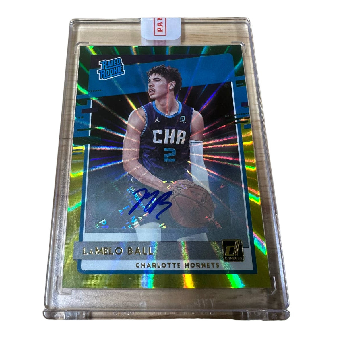 Panini Donruss 20-21 LaMelo Ball Rated Rookie Auto Green Yellow Laser RC #202