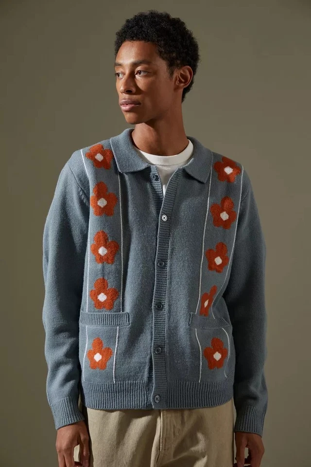 Raro Obey Para Hombre Cárdigan Suéter Iris Talla M Usado en Excelente Condición Retro Preppy  Foto 2 de 4