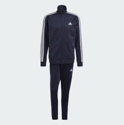 adidas Men's Navy/White 3-Stripes 2-Piece Tracksuit Set M Zip Pockets