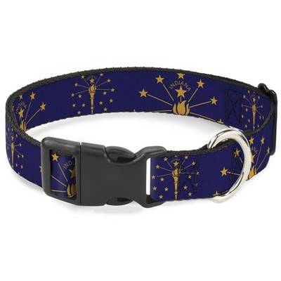 Plastic Clip Collar Indiana Flag/Torch CLOSE-UP Navy Blue/Gold Large 15-24''