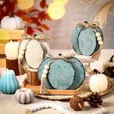 3 Pcs Thanksgiving Pumpkin Decor Fall Wooden Signs 3D Pumpkin Tabletop Signs ...