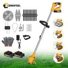 21V Electric Cordless Grass Trimmer Strimmer Garden Edger Cutter with 2 Batterie
