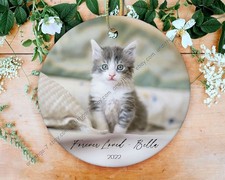 Pet Memorial Photo Ornament, Cat Loss Gift, Pet Forever Loved Ornament, Cat D...