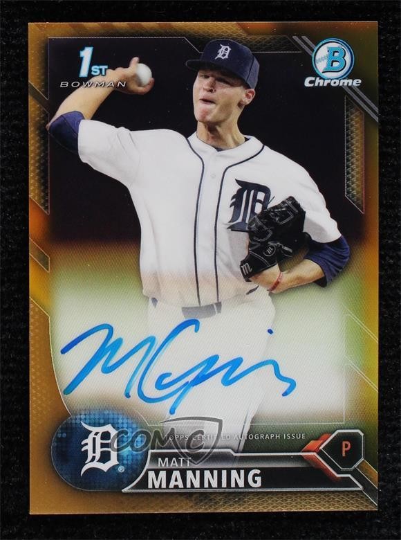 2016 Bowman Draft Chrome Pick Gold Refractor 47/50 Matt Manning #CDA-MM Auto 2s6