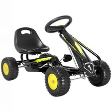 Adjustable Pedal Go Kart for Kids 3-6 Years, Steel Frame, Black