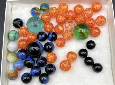VINTAGE MARBLES Lot Of 40 Estate Find Different Designs & brands