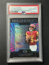 1/1 JAYDEN DANIELS PSA 2024 PANINI ILLUSIONS #20 HOLOHEROES ROOKIE PLATINUM 1/1