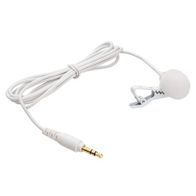 White 3.5mm Lavalier Microphone for Weddings Vlogging DSLR Wireless Systems