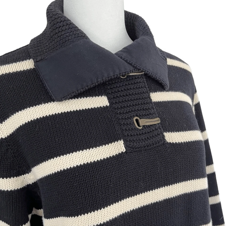 Lauren Jeans Company Ralph Lauren 100% algodón suéter a rayas con hebilla cuello talla L Foto 2 de 4