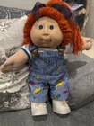 Vintage Cabbage Patch Kids Red Hair Girl W/ Dinosaur Overalls 1986