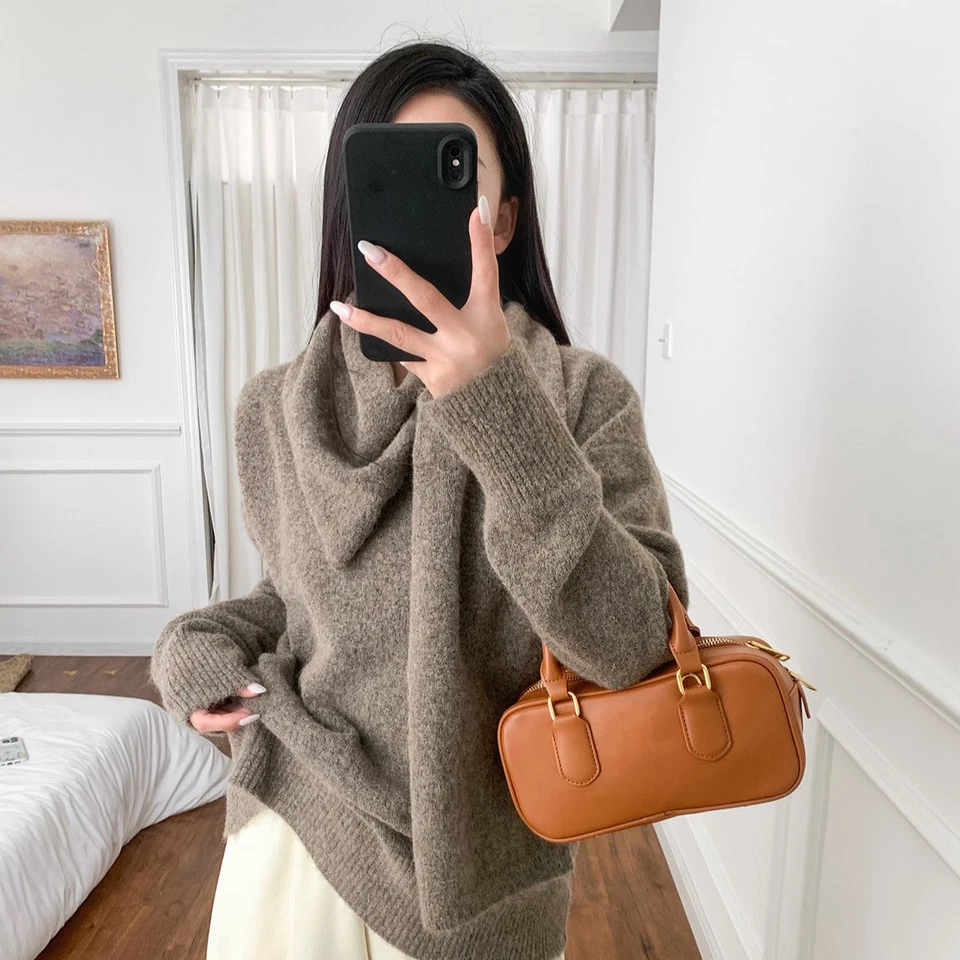 Toteme Womens Autumn Winter New Soft Scarf Knitted Sweater Wool Top - Image 2 of 4