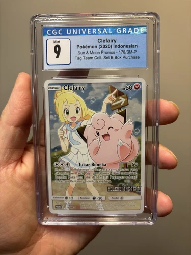 Lillie and Clefairy 178/SM-P DREAM LEAGUE Pokemon Card Indonesia CHR CGC 9