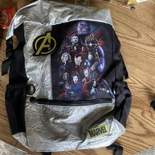 Marvel Avengers Medium Silver/Black Polyester Zip Backpack Adjustable Strap