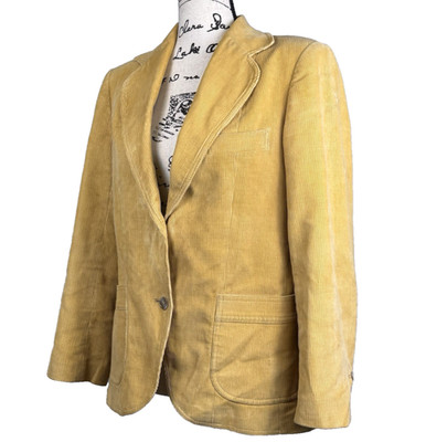 L abeille Beeline Tan Corduroy Blazer Sz 12 Vintage Prep 70's 80's Fully Lined