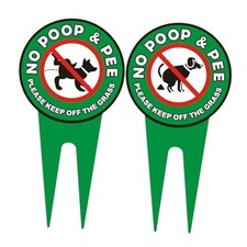 2 PCS No Dog Poop Signs for Yard Double Sided PLEASE KEEP OFF THE 12 x 6 inch