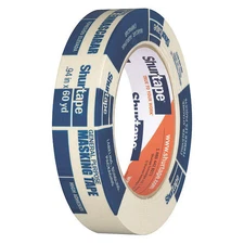 Shurtape Masking Tape, 24 mm W x 55 m L, 4.6 mil Thick, Tan, Rubber Adhesive