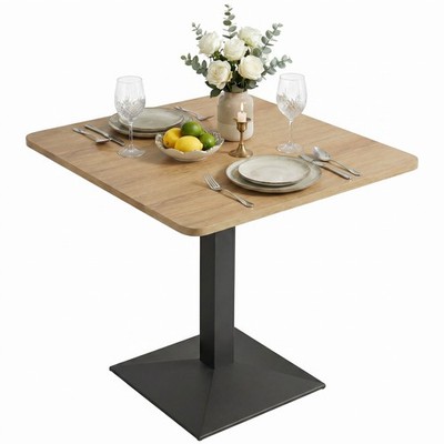 Esstisch 70x70cm Küchentisch für 2 Personen mit Holzoptik Stahlbasis Dunkelbraun