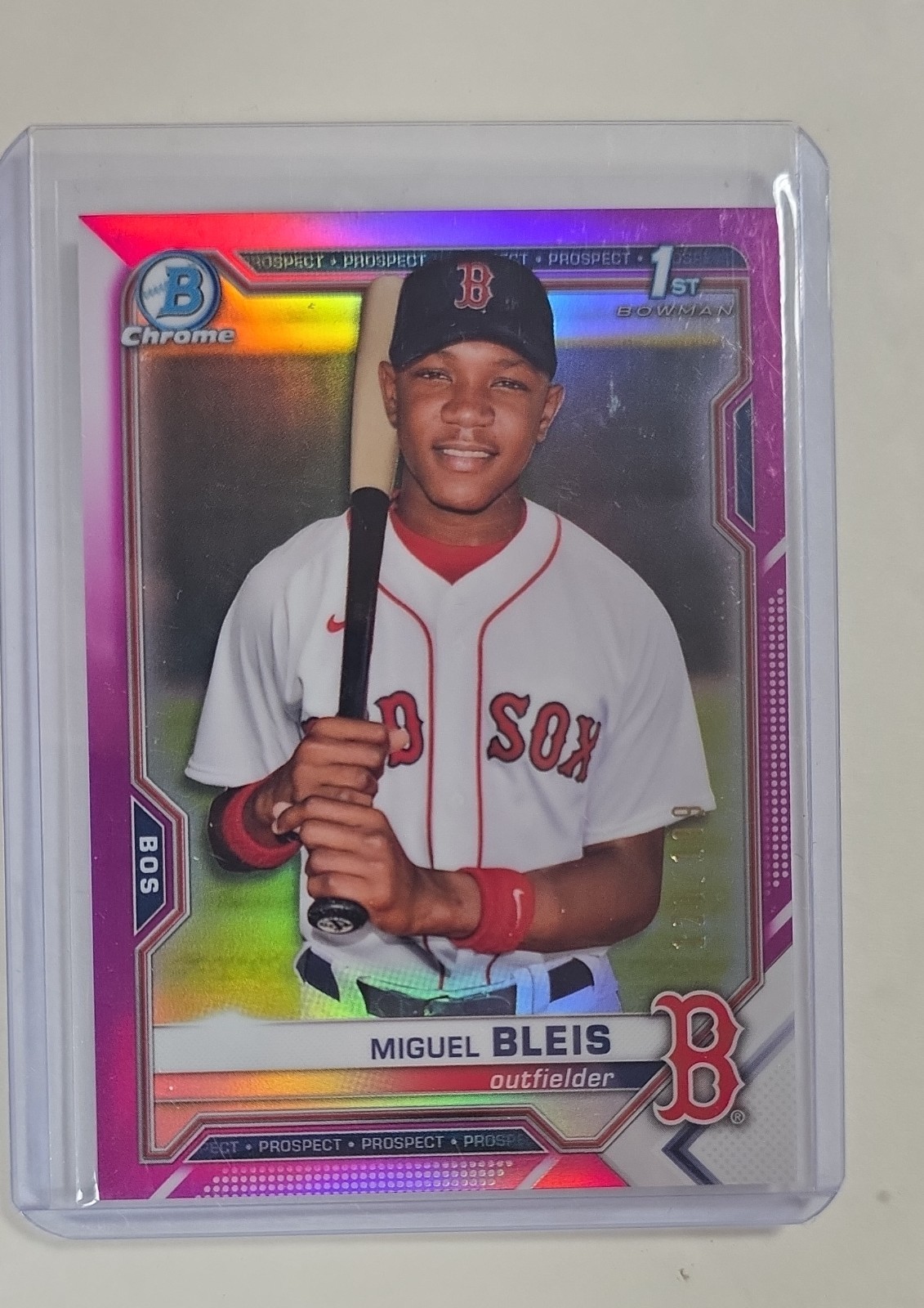 2021 Bowman Chrome - Prospects Miguel Bleis #BCP-167 Fuchsia Refractor /199 (RC)