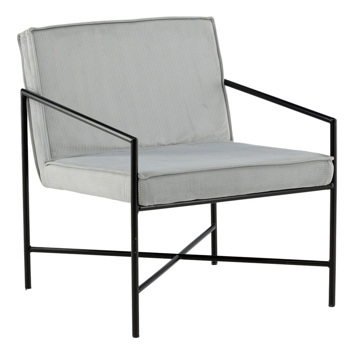 Fauteuil Rakel en velours côtelé gris de 78cm pour salon