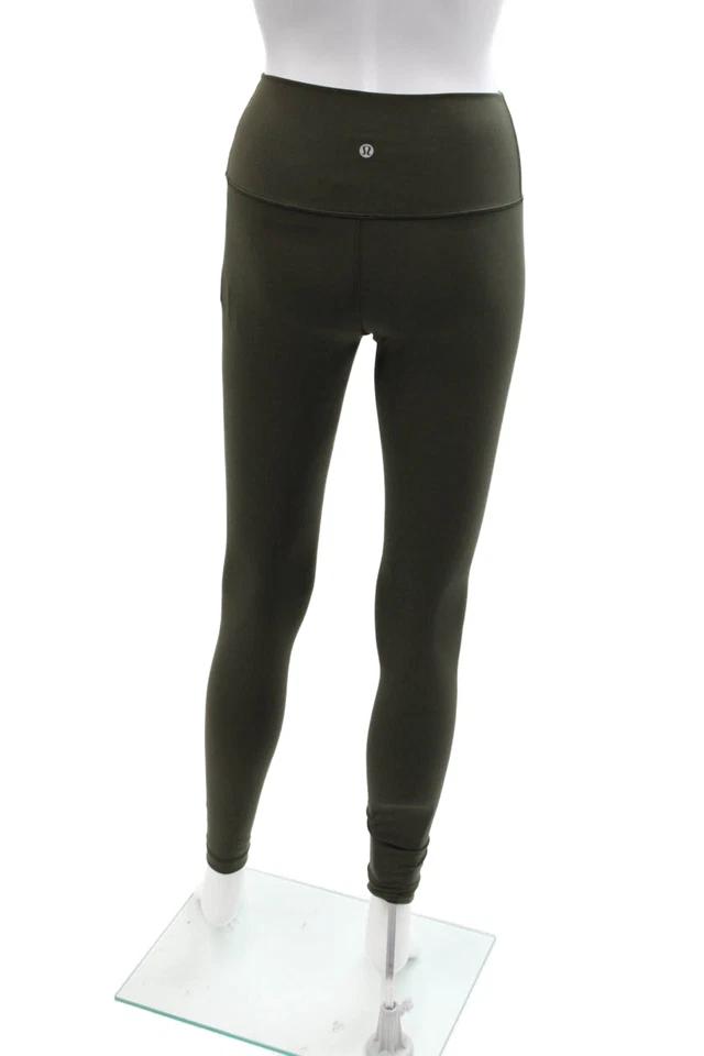 Leggings al tobillo de punto elástico de tiro alto verde oliva talla 4 Lululemon para mujer Foto 3 de 4