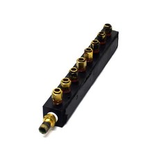 10-Port Aluminum 12.375" Hydraulic Manifold Block (8) 1/2"NPT (2) 3/4"NPT Brass