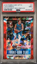 2018 Contenders Optic Front Row Seat Red Ice Prizm Luka Doncic #27 RC PSA 9