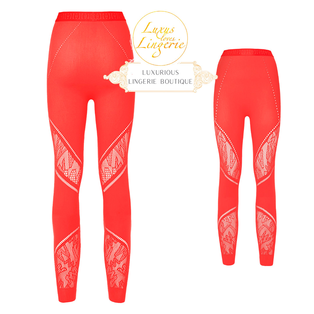 Sporty Logo Net Leggings Wolford XS Hibiscus Apricot Net Pants Elastic Sport