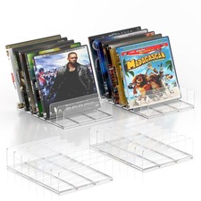 2 Pack Clear Acrylic CD Holder Vinyl Record Storage Stand Holds Up To 14 Cases