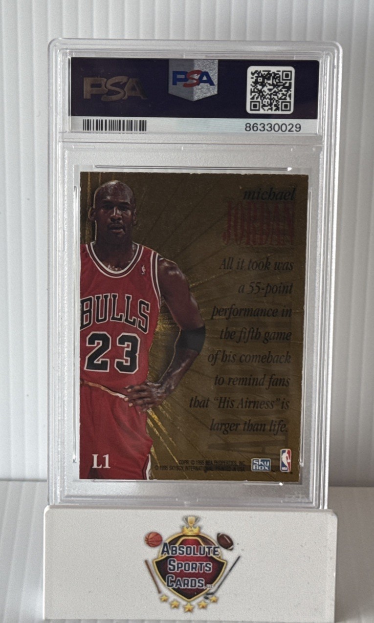 1995 Skybox Premium Larger Than Life - Michael Jordan #L1 PSA 6 EX-MT Bulls view 2