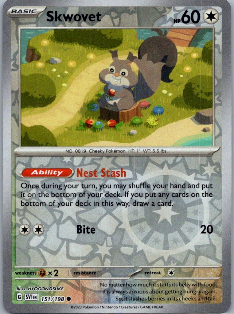 Pokemon Skwovet SV01: Scarlet & Violet Base Set 151/198 NM Reverse Holo