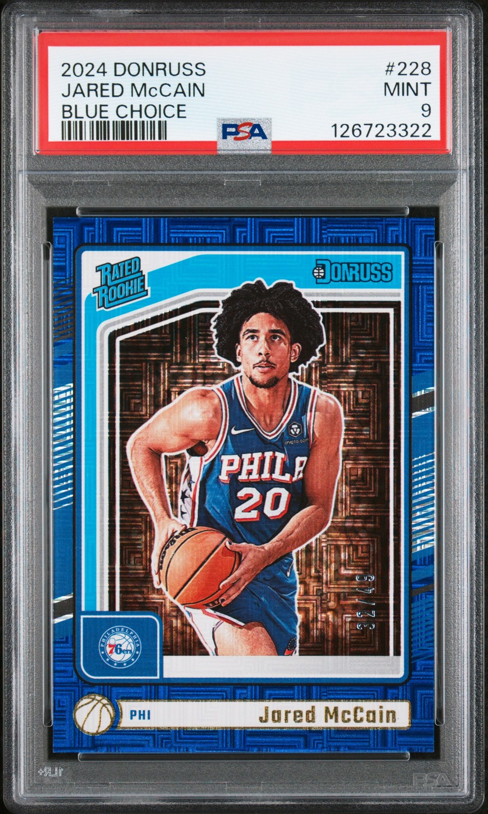 2024 PANINI DONRUSS BLUE CHOICE #228 JARED MCCAIN 32/49 PSA 9