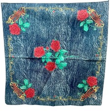 VINTAGE HARLEY DAVIDSON ROSES 50 POLYESTER 50 COTTON OFFICIAL MARKED BANDANA