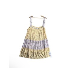Asos Design Tiered Mini Sundress Women Sz 20 Yellow White Stretch Strappy Floral