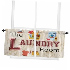 Laundry Room Kitchen Curtain 36 Inch 27.5"W x 36"L (Pack of 2) Laundryjol8915