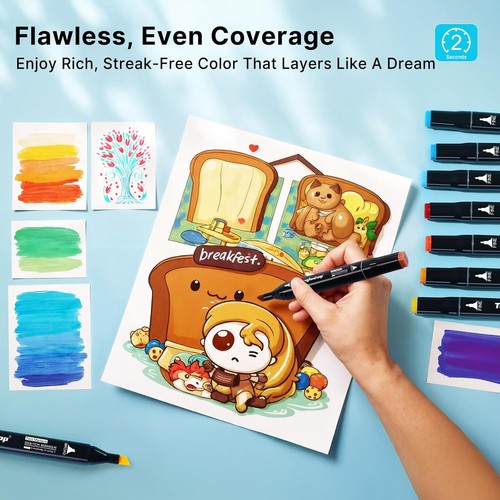 Ultimate 120-Color Alcohol Marker Set with Ergonomic Grips & Quick Drying Ink - Picture 8 of 10