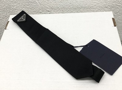 PRADA Prada Neck Tie BB111  Black Re-Nylon Triangle Logo Nylon  Suit Accessory