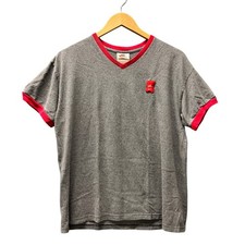 Vintage Nike T-Shirt Mens L V-Neck Ringer Gray Red Made in USA White Tag Tee