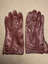 Miss Aris Casual Brown Leather Gloves, Size 8, Silk Lined