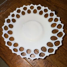 Westmoreland Doric Milk Glass Open Lace Edge Round Bowl Centerpiece Elegant 