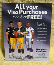 Vintage Rare NFL Visa Cardboard Standee Brett Farve, Emmit Smith, Jerome Bettis
