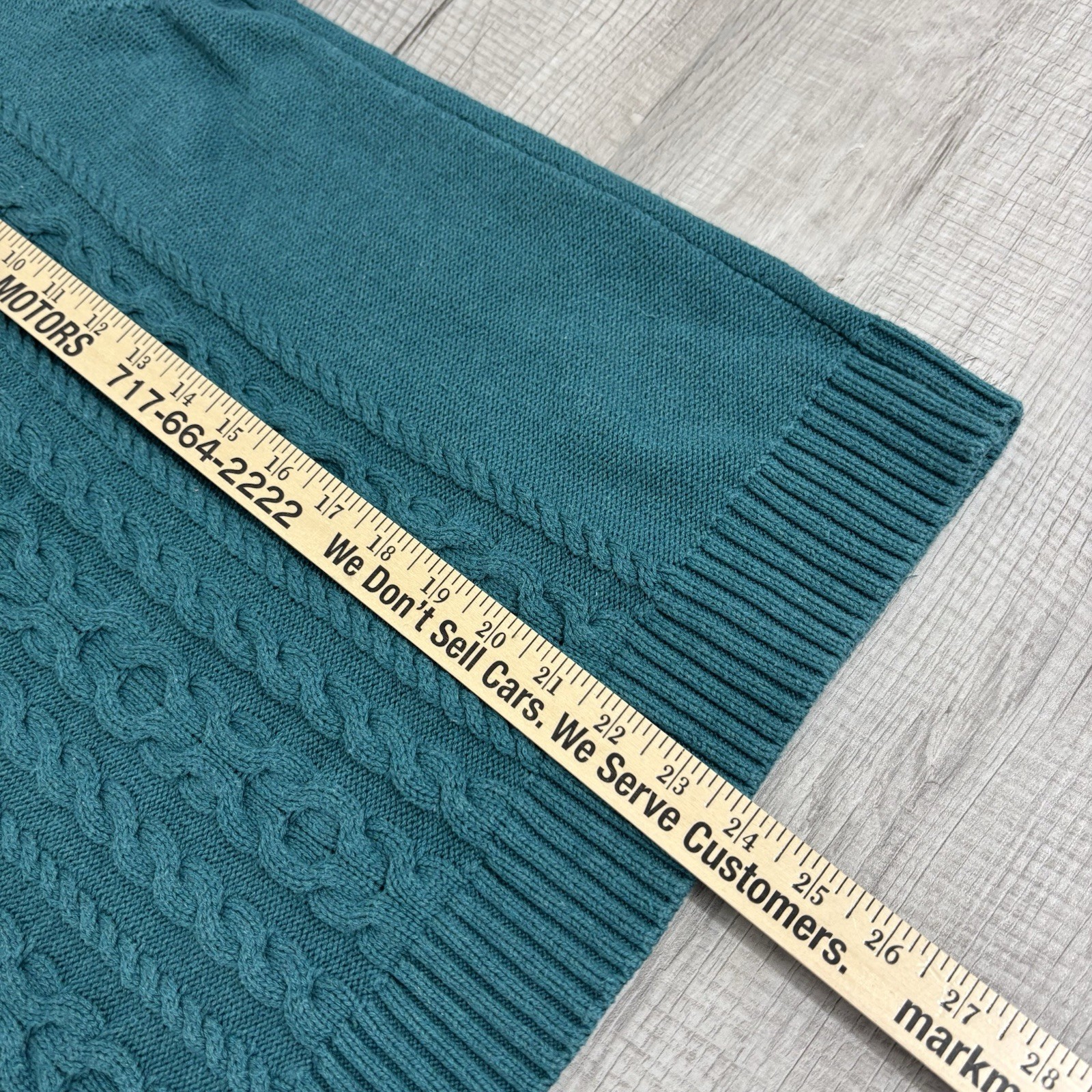 L.L. Bean Solid Teal Cable Knit Pullover Sweater … - image 7