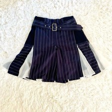USED SACAI SKIRT-STYLE STRIPED SHORTS WITH MIX OF DIFFERENT MATERIALS GOOD